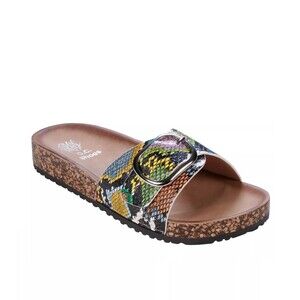 GC Shoes Womens 9.5 M Multi Snack Multicolor Snake Skin Slide Sandals NIB SW1